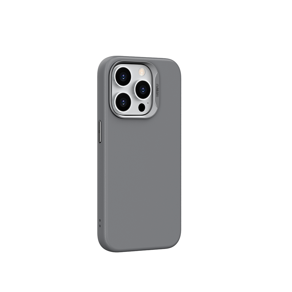 Apple iPhone 15 Pro Uyumlu Kılıf Wiwu SP-019 M-safe Şarj Özellikli Vegan Leather Deri Kapak