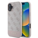 Apple iPhone 16 Plus Uyumlu Kılıf Guess Orjinal Lisanslı M-safe Şarj Özellikli PU Deri Şerit Logo Dizaynlı Kapak