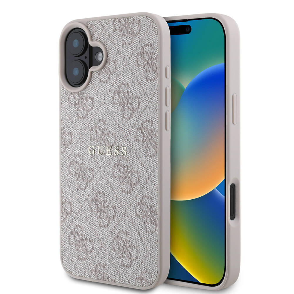 Apple iPhone 16 Plus Uyumlu Kılıf Guess Orjinal Lisanslı M-safe Şarj Özellikli 4G Desenli Yazı Logolu Kapak