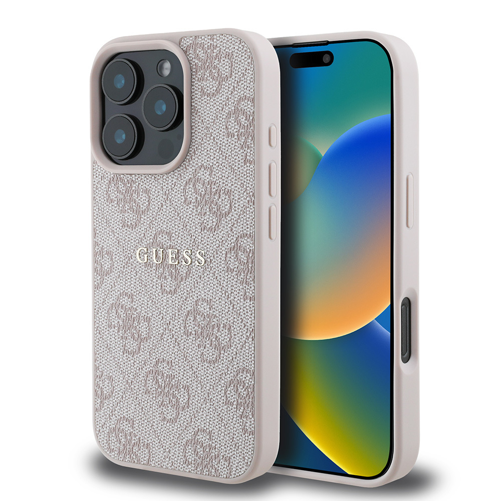 Apple iPhone 16 Pro Uyumlu Kılıf Guess Orjinal Lisanslı M-safe Şarj Özellikli 4G Desenli Yazı Logolu Kapak