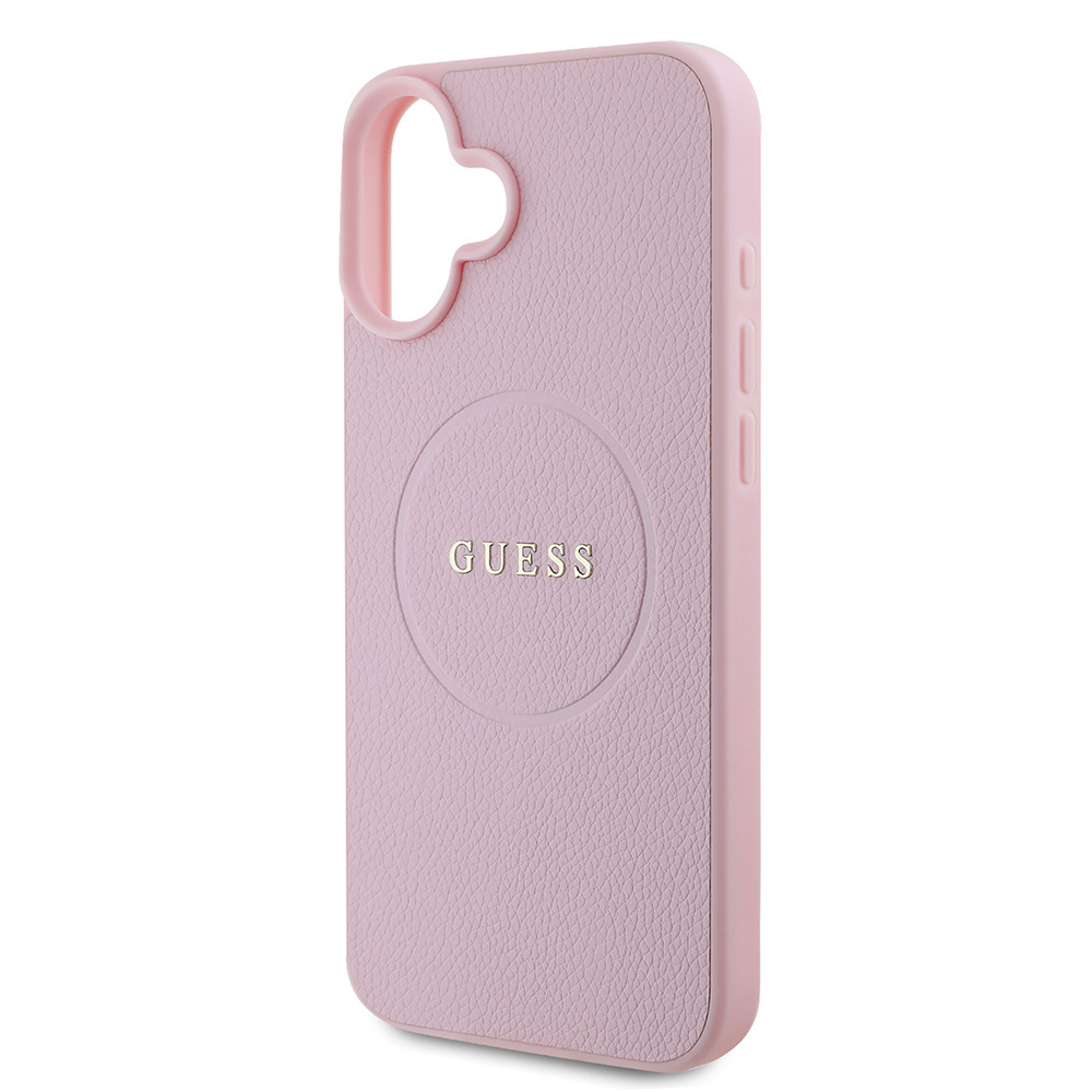 Apple iPhone 16 Plus Uyumlu Kılıf Guess Orjinal Lisanslı M-safe Şarj Özellikli Yazı Logolu Grained Kapak