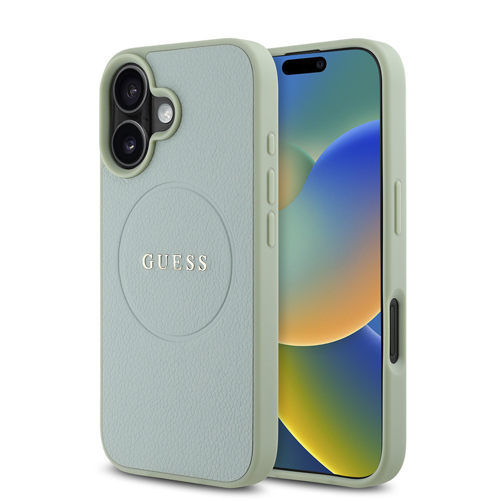 Apple iPhone 16 Plus Uyumlu Kılıf Guess Orjinal Lisanslı M-safe Şarj Özellikli Yazı Logolu Grained Kapak