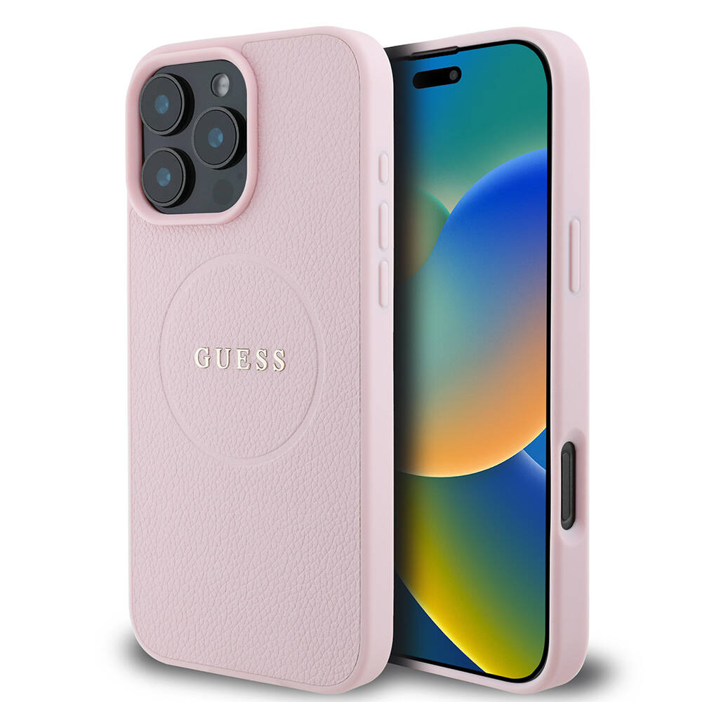 Apple iPhone 16 Pro Max Uyumlu Kılıf Guess Orjinal Lisanslı M-safe Şarj Özellikli Yazı Logolu Grained Kapak