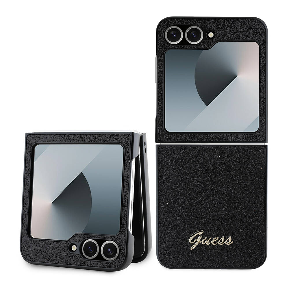 [ZTA109569] Samsung Galaxy Z Flip 6 Uyumlu Kılıf Guess Orjinal Lisanslı Yazı Logolu Glitter Script Kapak