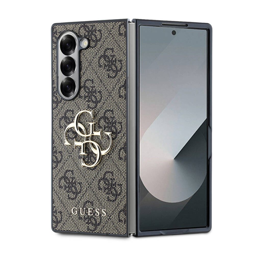 Samsung Galaxy Z Fold 6 Uyumlu Kılıf Guess Orjinal Lisanslı Leather Metal Logo Kapak