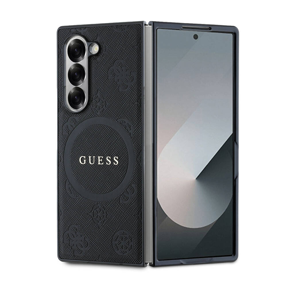 [ZTA109587] Samsung Galaxy Z Fold 6 Uyumlu Kılıf Guess Orjinal Lisanslı M-safe Şarj Özellikli Saffiano Metal Logo Kapak