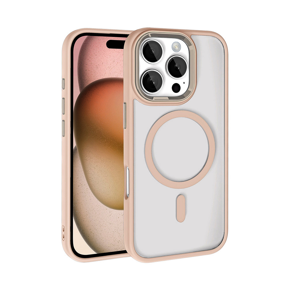 Apple iPhone 16 Pro Max Uyumlu Kılıf Wireless Şarj Özellikli Zore Krom M-safe Silikon Kapak