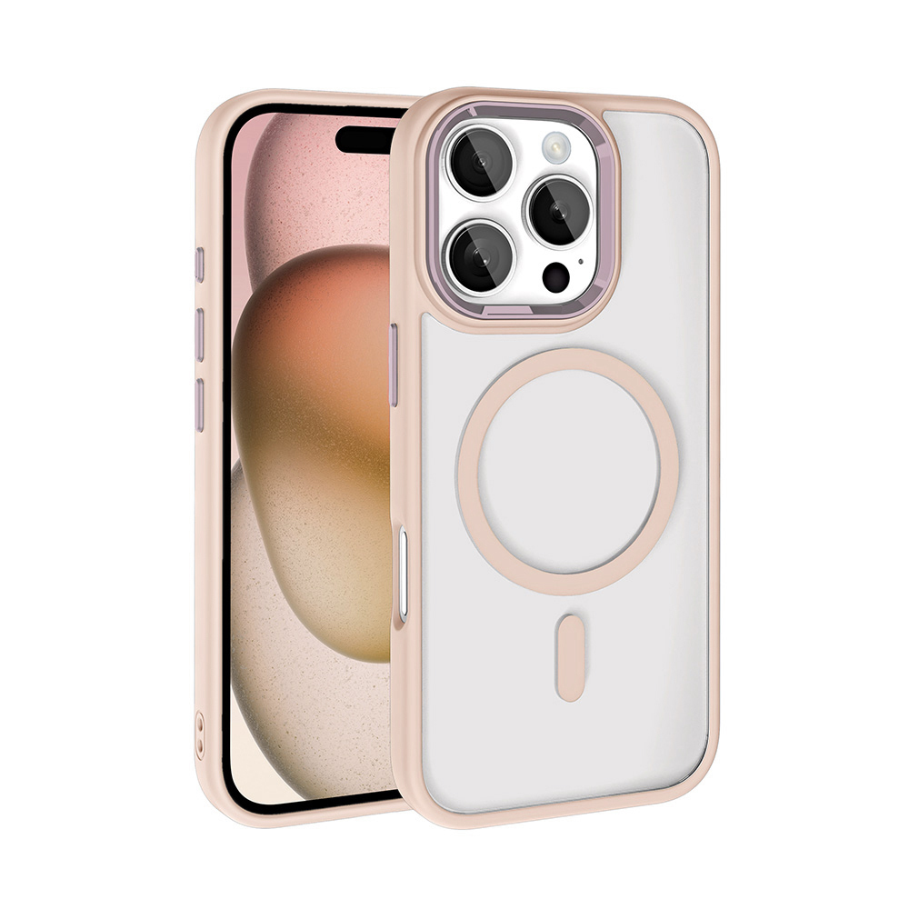 Apple iPhone 16 Pro Max Uyumlu Kılıf Wireless Şarj Özellikli Zore Krom M-safe Silikon Kapak