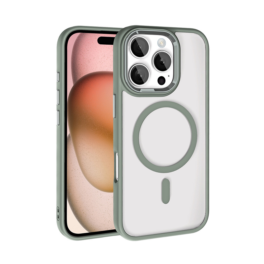 Apple iPhone 16 Pro Max Uyumlu Kılıf Wireless Şarj Özellikli Zore Krom M-safe Silikon Kapak
