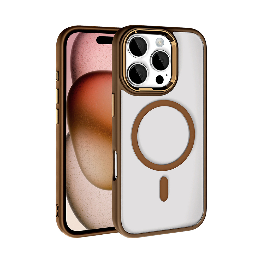 Apple iPhone 16 Pro Max Uyumlu Kılıf Wireless Şarj Özellikli Zore Krom M-safe Silikon Kapak