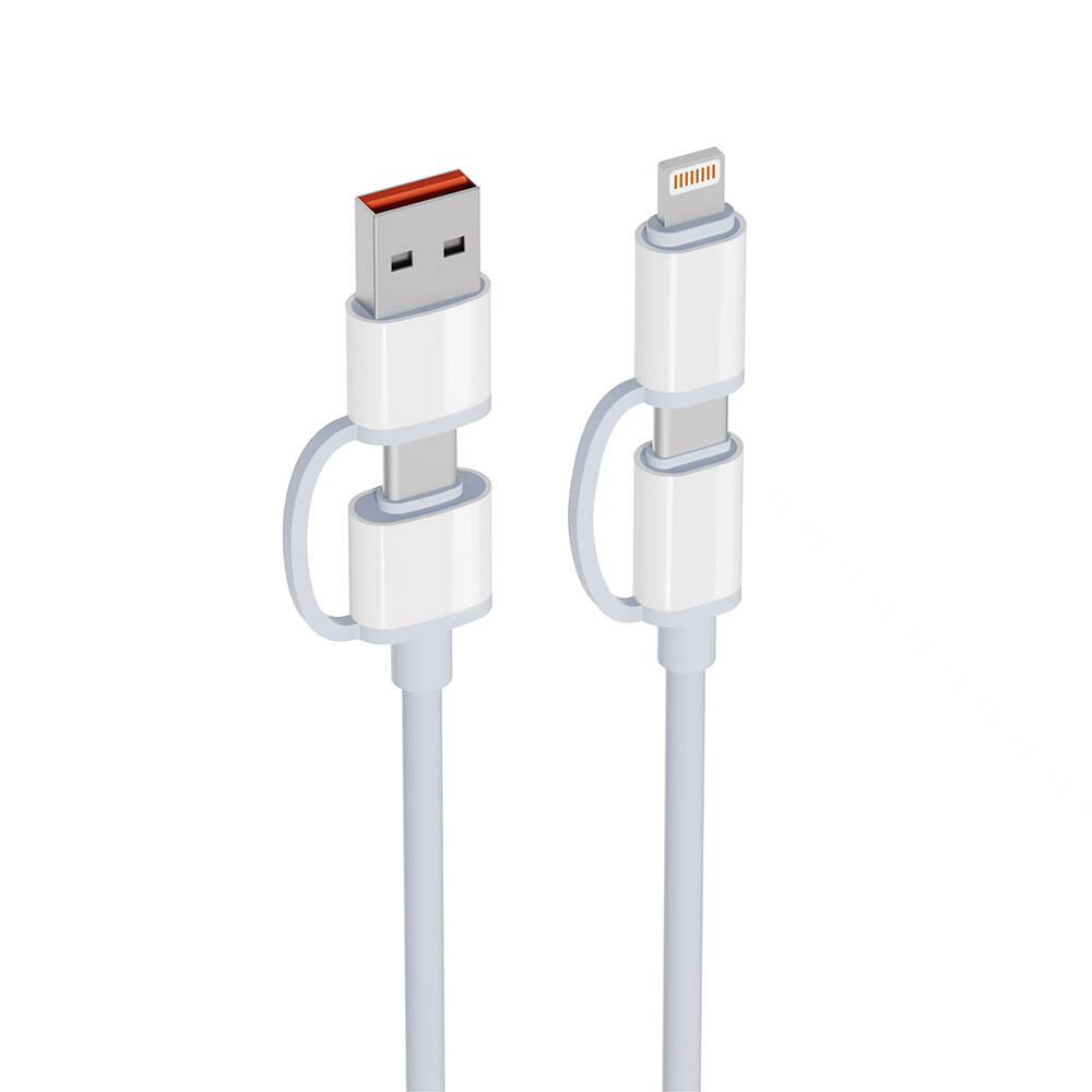 [RNZ-TA109481] Zore Deira Silikon Dış Yüzey Tasarımlı 4in1 A+C to C+L Kablo 1M