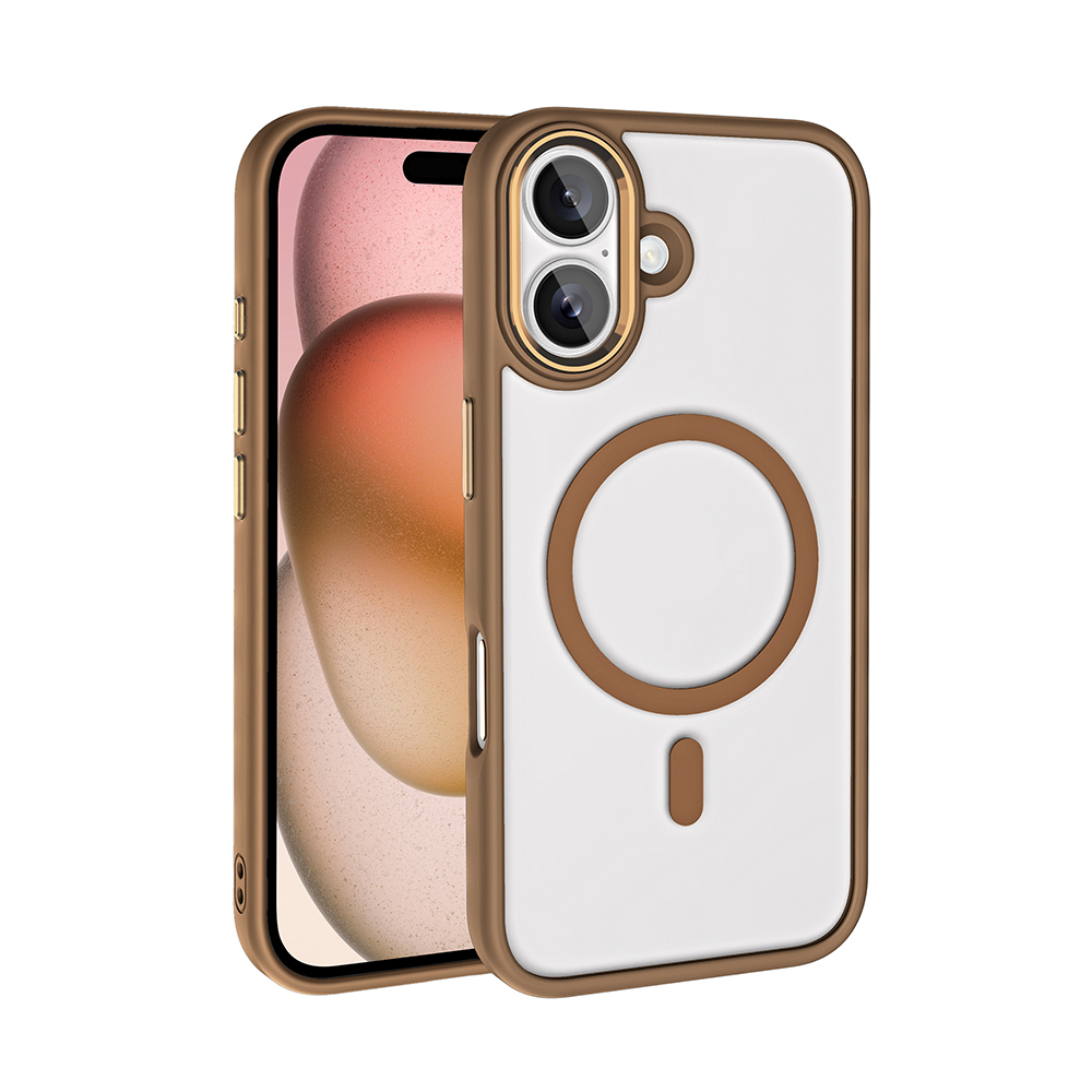 Apple iPhone 16 Plus Uyumlu Kılıf Wireless Şarj Özellikli Zore Krom M-safe Silikon Kapak