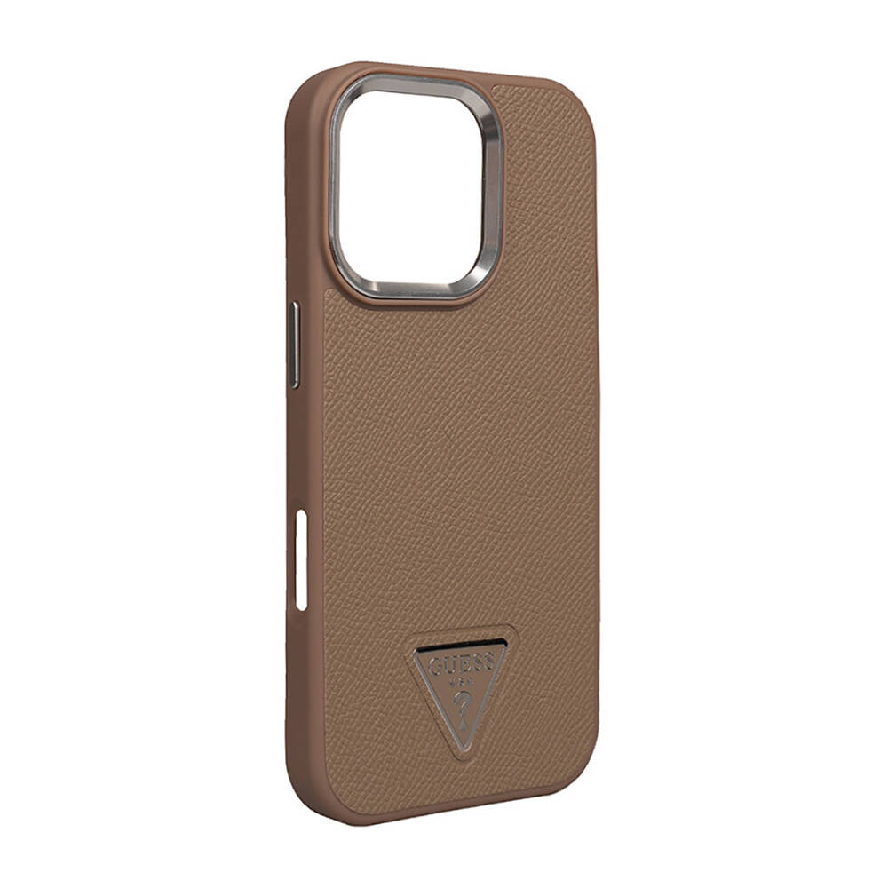 Apple iPhone 16 Pro Uyumlu Kılıf Guess Orjinal Lisanslı M-safe Şarj Özellikli Grained Triangle Kapak