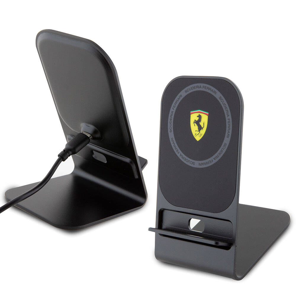 [RNZ-TA100947] Ferrari Orjinal Lisanslı Katlanabilir Baskılı Shield Logolu Standlı Magnetik Kablosuz Şarj Standı
