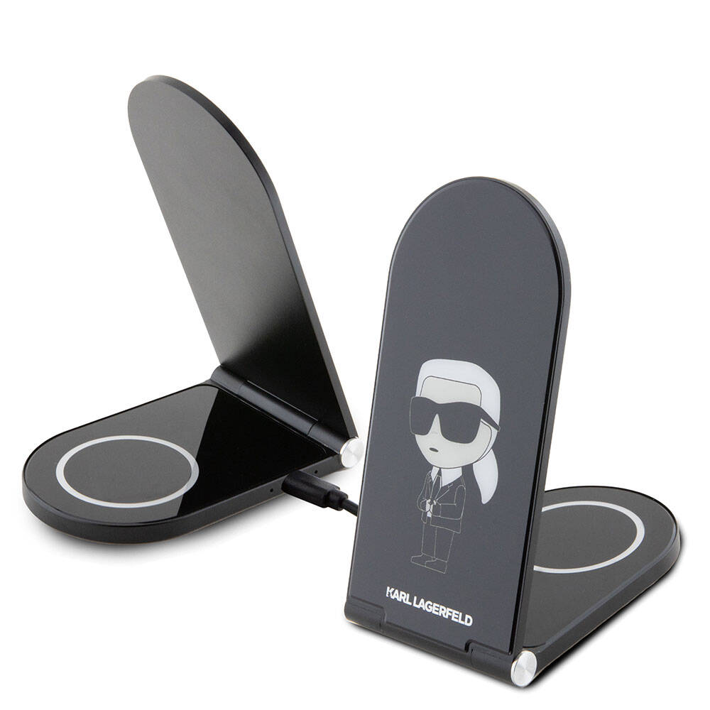 [RNZ-TA100957] Karl Lagerfeld Orjinal Lisanslı Katlanabilir Baskılı İkonik Karl Logolu Magnetik Kablosuz Şarj Standı