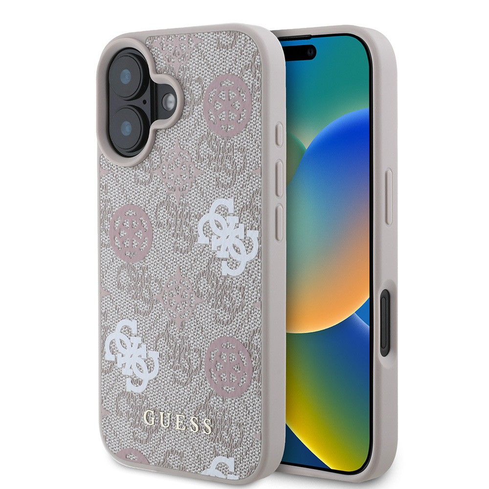 Apple iPhone 16 Plus Uyumlu Kılıf Guess Orjinal Lisanslı M-safe Şarj Özellikli 4G Desenli Yazı Logolu Peony Kapak