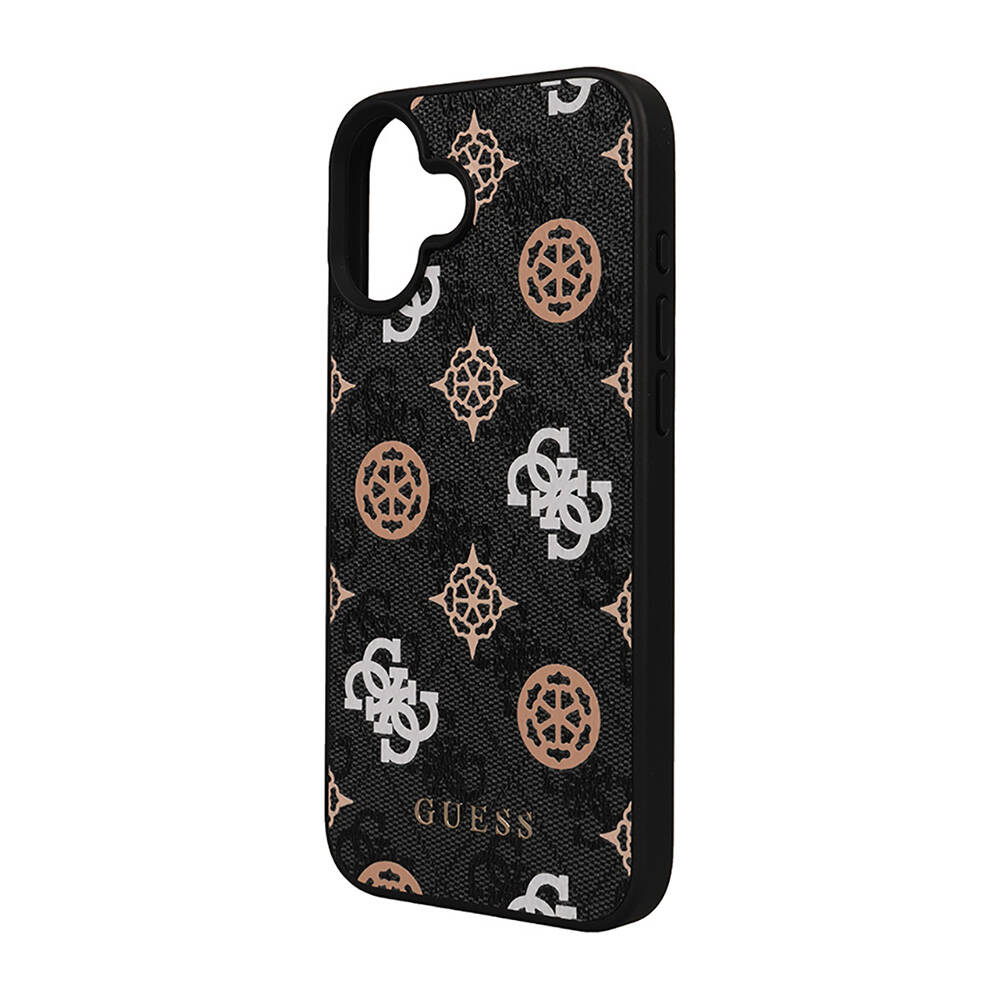 Apple iPhone 16 Plus Uyumlu Kılıf Guess Orjinal Lisanslı M-safe Şarj Özellikli 4G Desenli Yazı Logolu Peony Kapak