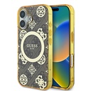 Apple iPhone 16 Plus Uyumlu Kılıf Guess Orjinal Lisanslı M-safe Şarj Özellikli 4G Desenli IML Yazı Logolu Peony Kapak