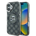 Apple iPhone 16 Uyumlu Kılıf Karl Lagerfeld Orjinal Lisanslı M-safe Şarj Özellikli IML Baskılı Metal Monogram KC Heads Kapak