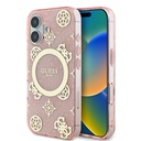 Apple iPhone 16 Uyumlu Kılıf Guess Orjinal Lisanslı M-safe Şarj Özellikli 4G Desenli IML Yazı Logolu Peony Kapak