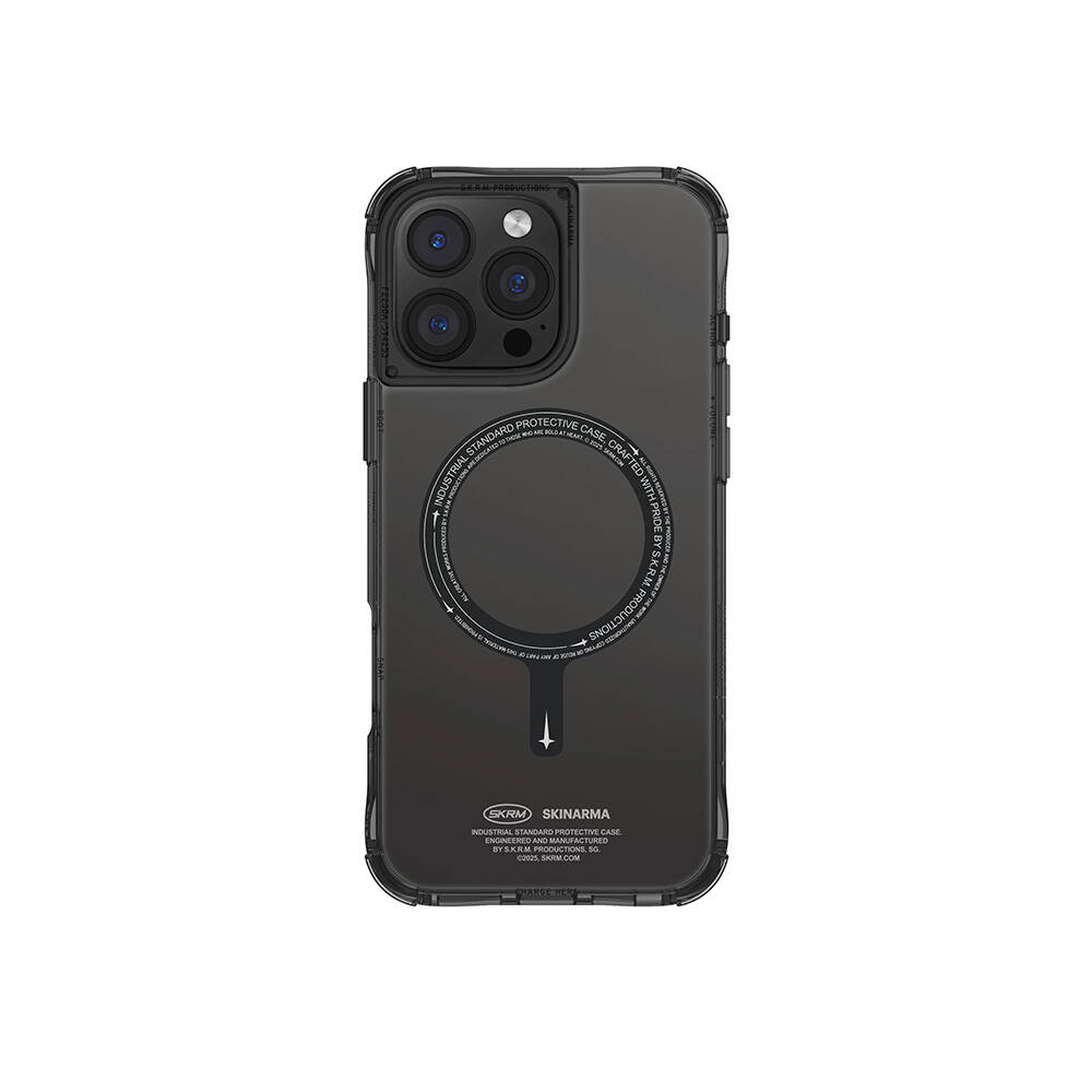 [RNZ-TA110447] Apple iPhone 16 Pro Uyumlu Kılıf M-safe Şarj Özellikli Şeffaf Airbag Tasarımlı Skinarma Saido Kapak (Siyah)