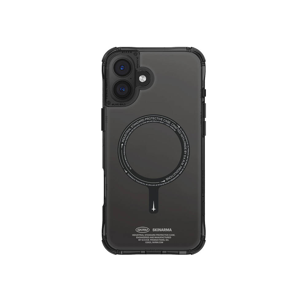 [RNZ-TA110445] Apple iPhone 16 Plus Uyumlu Kılıf M-safe Şarj Özellikli Şeffaf Airbag Tasarımlı Skinarma Saido Kapak (Siyah)