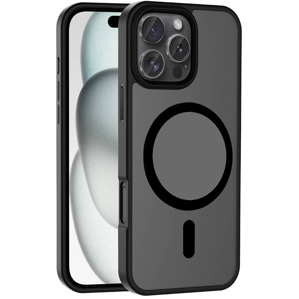 [RNZ-TA110190] Apple iPhone 16 Pro Uyumlu Kılıf M-safe Şarj Özellikli Mat Arka Yüzey Zore Sio Kapak (Siyah)