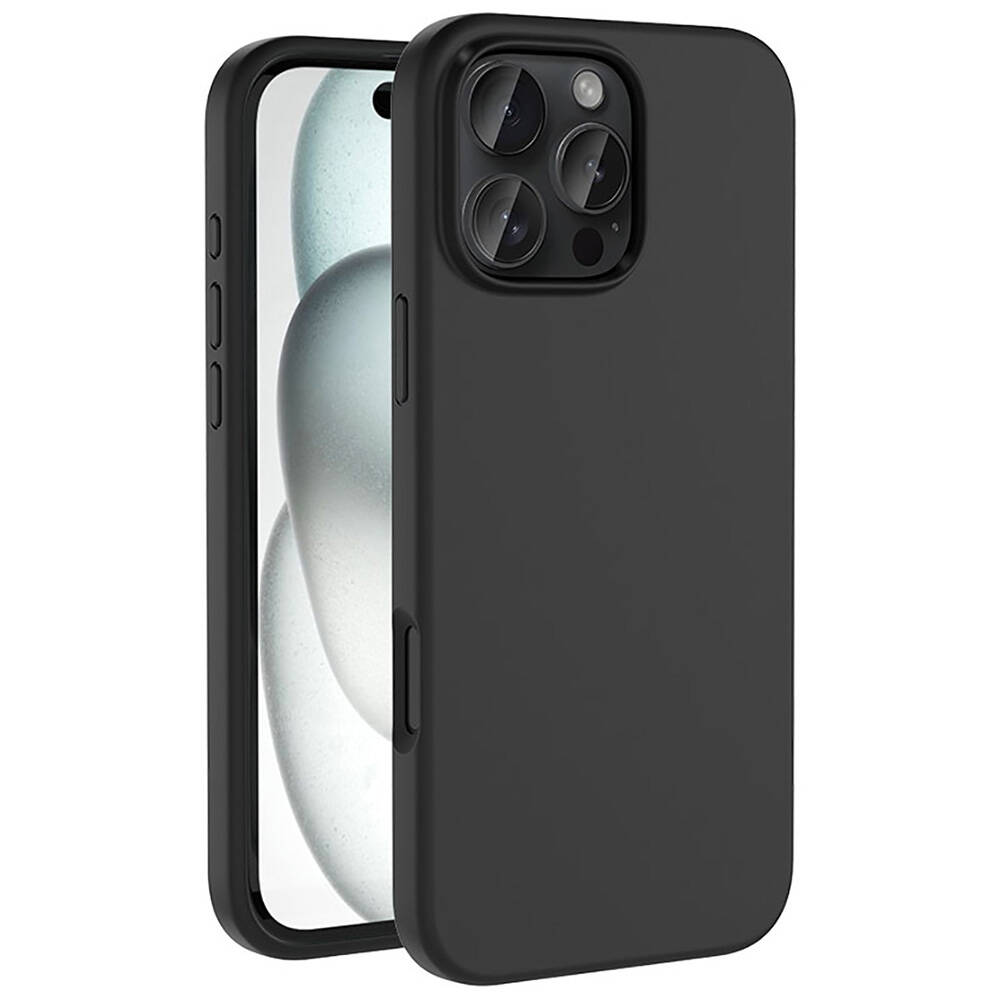 [RNZ-TA110162] Apple iPhone 16 Pro Uyumlu Kılıf M-safe Şarj Özellikli Sıvı Teknolojili Silinebilir Sert Zore Kivi Kapak (Siyah)