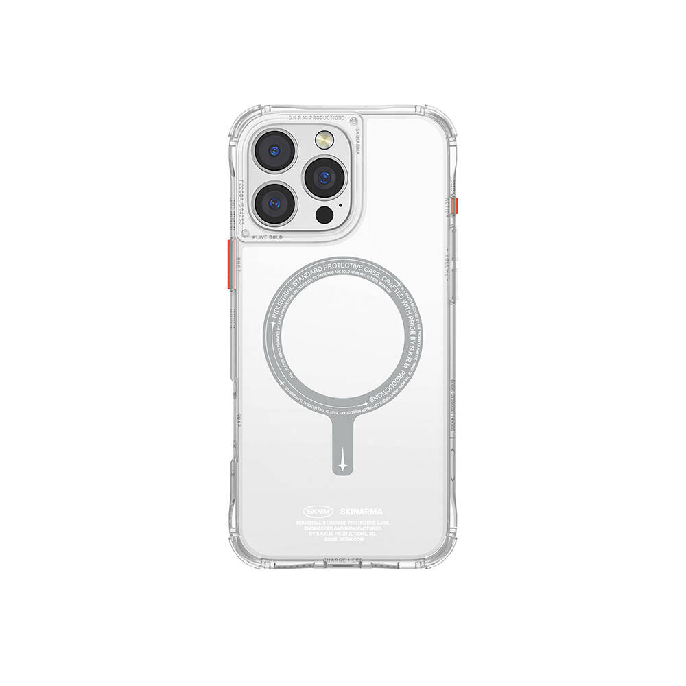 Apple iPhone 16 Pro Max Uyumlu Kılıf M-safe Şarj Özellikli Şeffaf Airbag Tasarımlı Skinarma Saido Kapak