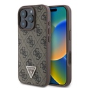 Apple iPhone 16 Pro Uyumlu Kılıf Guess Orjinal Lisanslı M-safe Şarj Özellikli PU Deri 4G Desenli Taşlı Üçgen Logolu Kapak