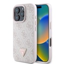 Apple iPhone 16 Pro Uyumlu Kılıf Guess Orjinal Lisanslı M-safe Şarj Özellikli PU Deri 4G Desenli Taşlı Üçgen Logolu Kapak