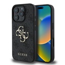 Apple iPhone 16 Pro Max Uyumlu Kılıf Guess Orjinal Lisanslı PU Deri 4G Desenli Metal Büyük 4G ve Yazı Logolu Kapak