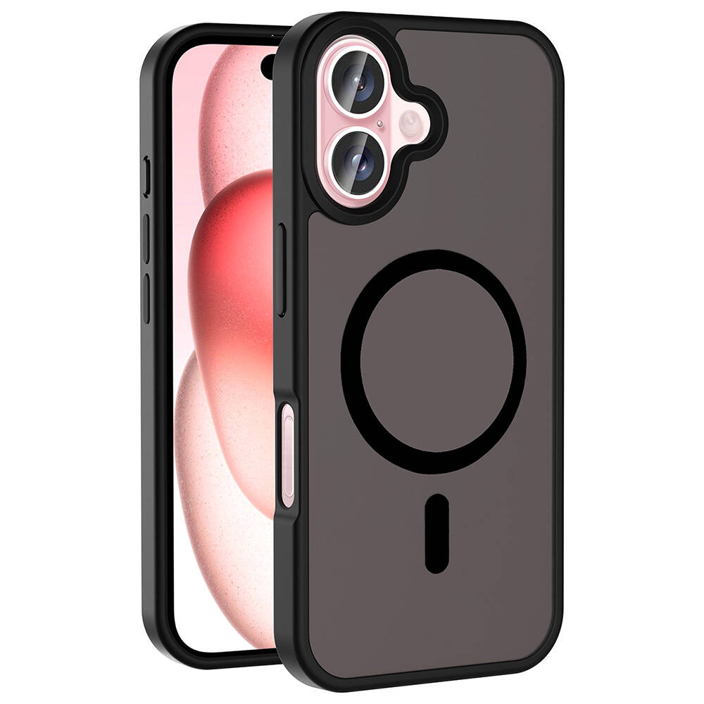 [RNZ-TA110170] Apple iPhone 16 Uyumlu Kılıf M-safe Şarj Özellikli Mat Arka Yüzey Zore Sio Kapak (Siyah)