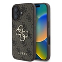 Apple iPhone 16 Uyumlu Kılıf Guess Orjinal Lisanslı PU Deri 4G Desenli Metal Büyük 4G ve Yazı Logolu Kapak