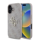 Apple iPhone 16 Uyumlu Kılıf Guess Orjinal Lisanslı PU Deri 4G Desenli Metal Büyük 4G ve Yazı Logolu Kapak