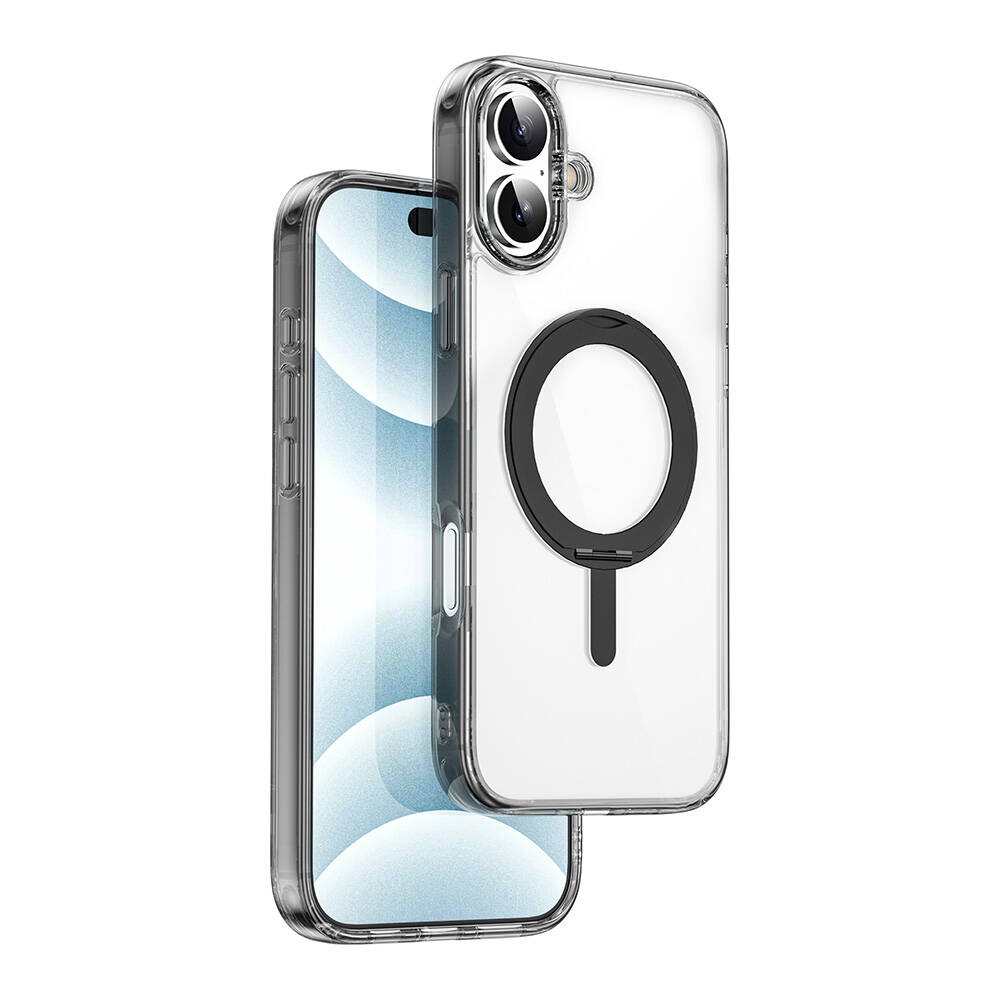 Apple iPhone 16 Plus Uyumlu Kılıf Wiwu MCC-201 iShield Ultra Serisi M-safe Şarj Özellikli Standlı Crystal Sert PC Kapak