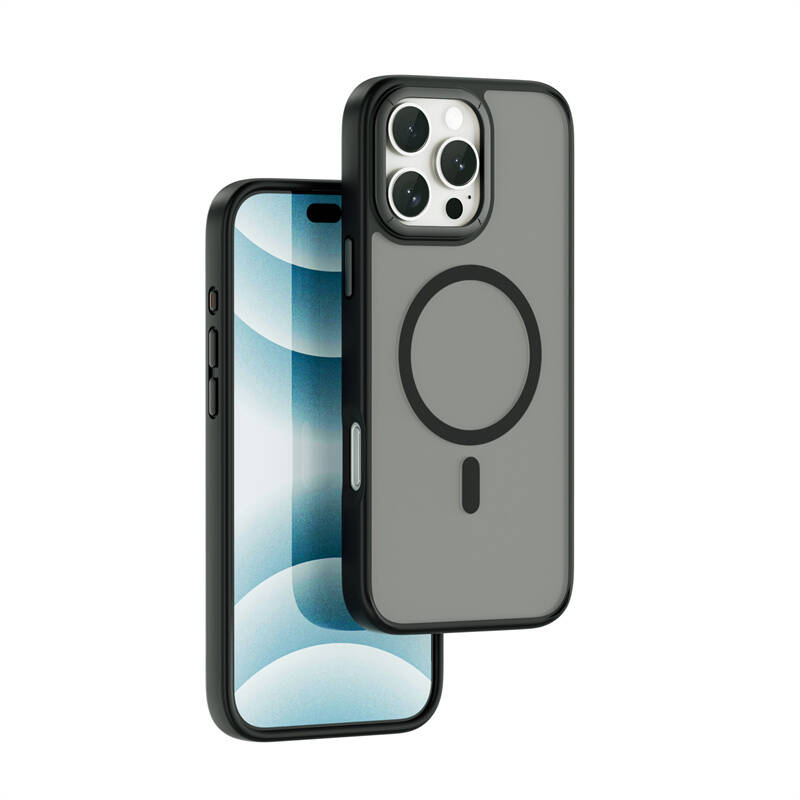 [RNZ-TA110125] Apple iPhone 16 Pro Uyumlu Kılıf Wiwu FGG-012 ArmorPro Serisi M-safe Şarj Özellikli Parmak İzi Bırakmayan Kılıf (Siyah)
