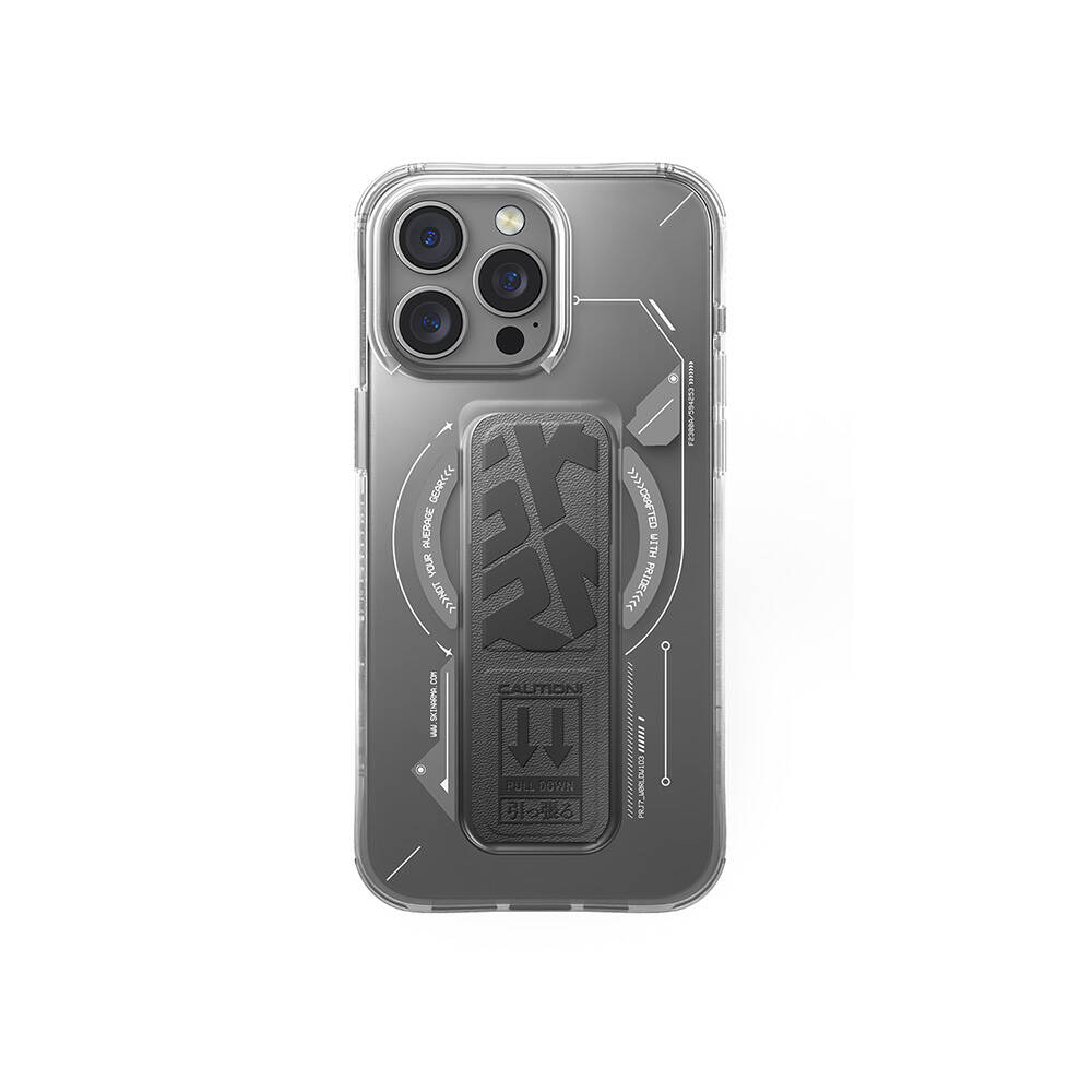 Apple iPhone 16 Pro Uyumlu Kılıf M-safe Şarj Özellikli Teknoloji Desenli Standlı Skinarma Helio Kapak