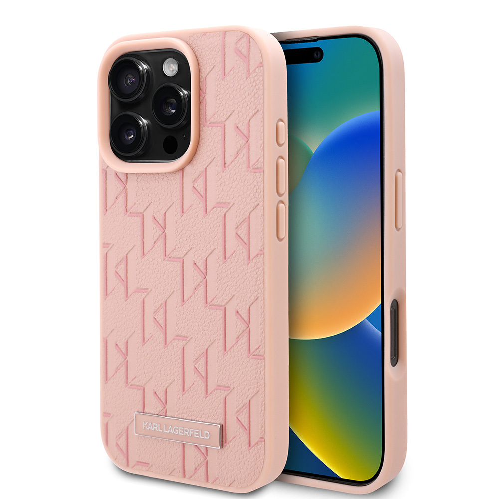Apple iPhone 16 Pro Max Uyumlu Kılıf Karl Lagerfeld Orjinal Lisanslı M-safe Şarj Özellikli KL Yazılı Hot Stamp Kapak