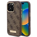 Apple iPhone 16 Pro Max Uyumlu Kılıf Guess Orjinal Lisanslı M-safe Şarj Özellikli 4G Desenli PU Metal Plaka Klasik Logolu Kapak