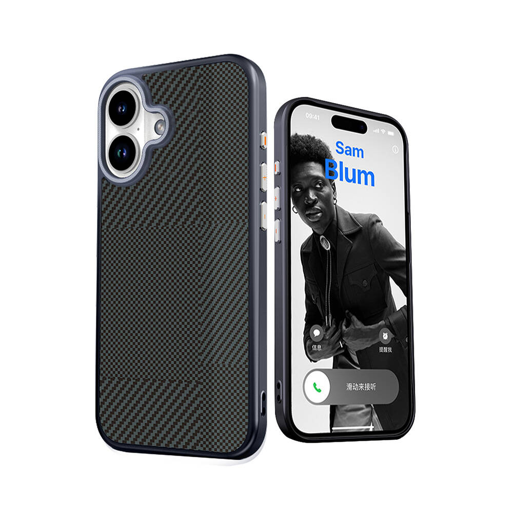 Apple iPhone 16 Uyumlu Kılıf M-safe Şarj Özellikli Karbon Fiber Desenli Mutural Montage Kapak