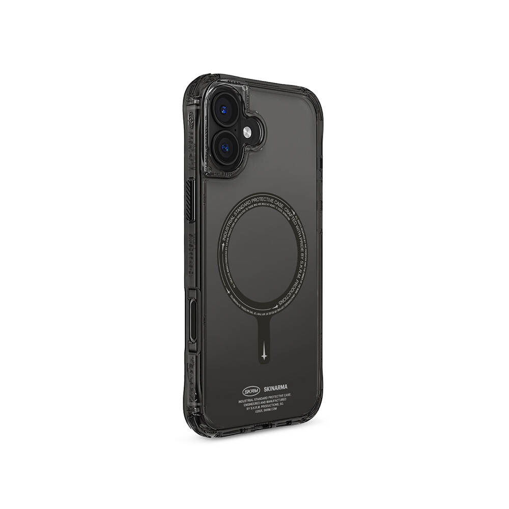 [RNZ-TA110564] Apple iPhone 16 Uyumlu Kılıf M-safe Şarj Özellikli Şeffaf Airbag Tasarımlı Skinarma Saido Kapak (Siyah)