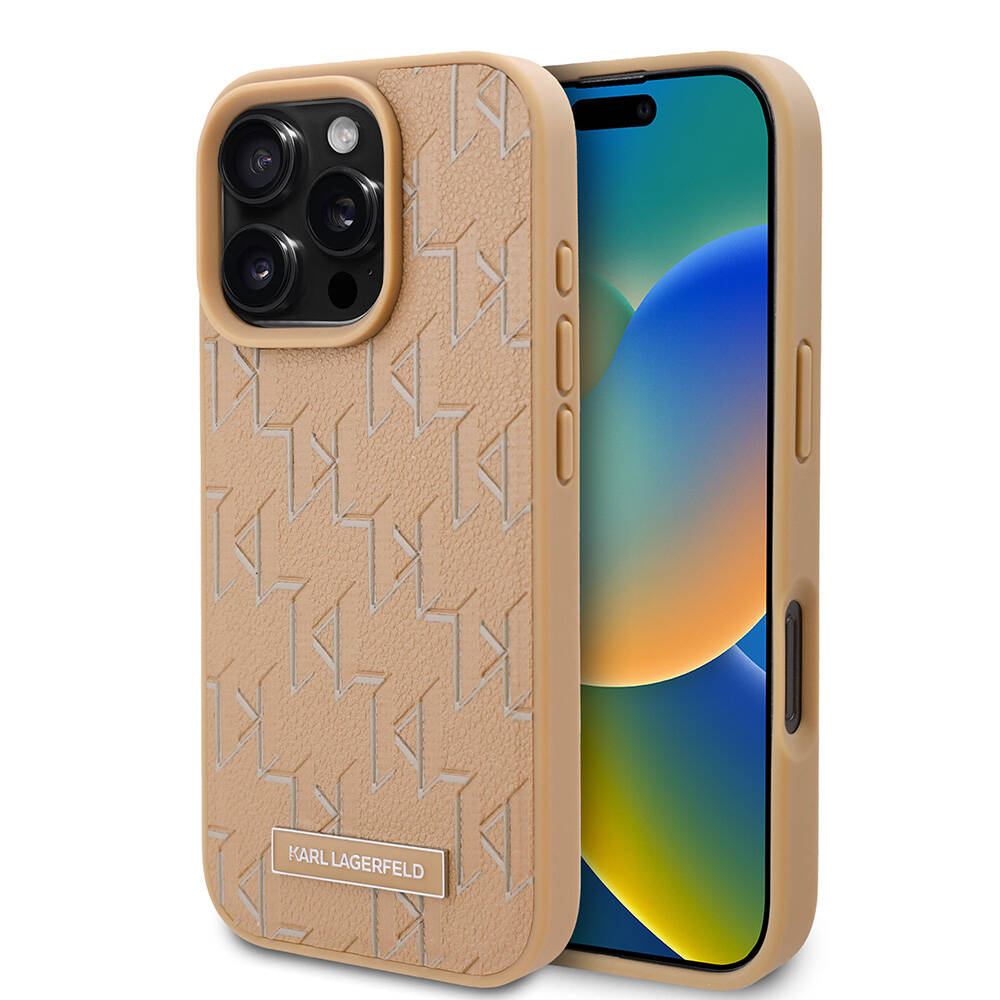 Apple iPhone 16 Pro Uyumlu Kılıf Karl Lagerfeld Orjinal Lisanslı M-safe Şarj Özellikli KL Yazılı Hot Stamp Kapak
