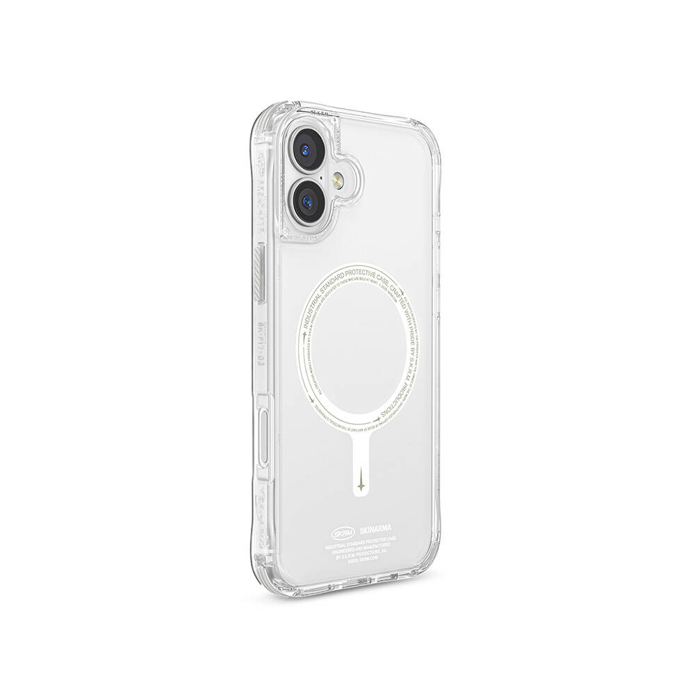 [RNZ-TA110488] Apple iPhone 16 Plus Uyumlu Kılıf M-safe Şarj Özellikli Şeffaf Airbag Tasarımlı Skinarma Saido Nightglow Kapak