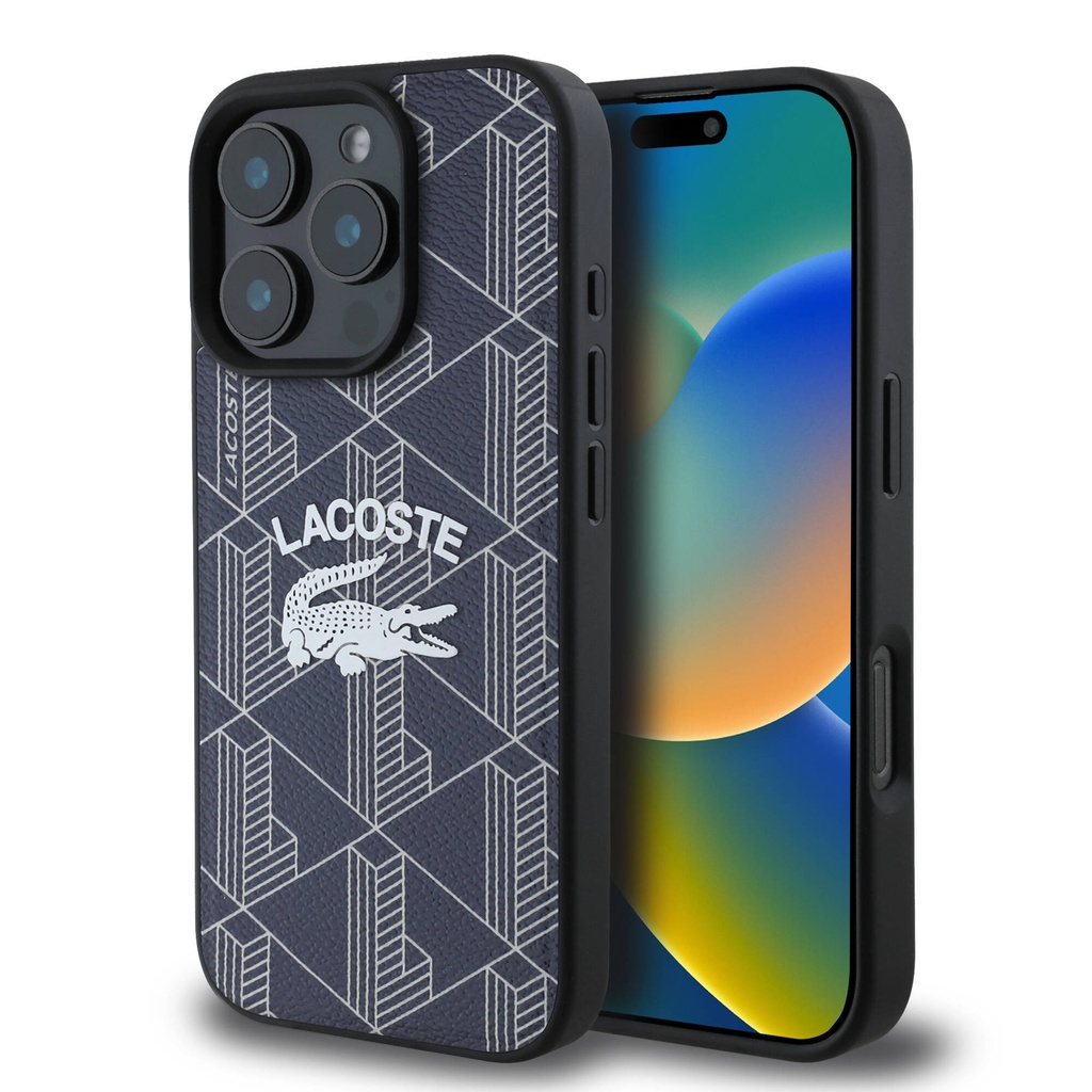 Apple iPhone 16 Pro Uyumlu Kılıf Lacoste Orjinal Lisanslı M-safe Şarj Özellikli Mono Vintage Logo Kapak