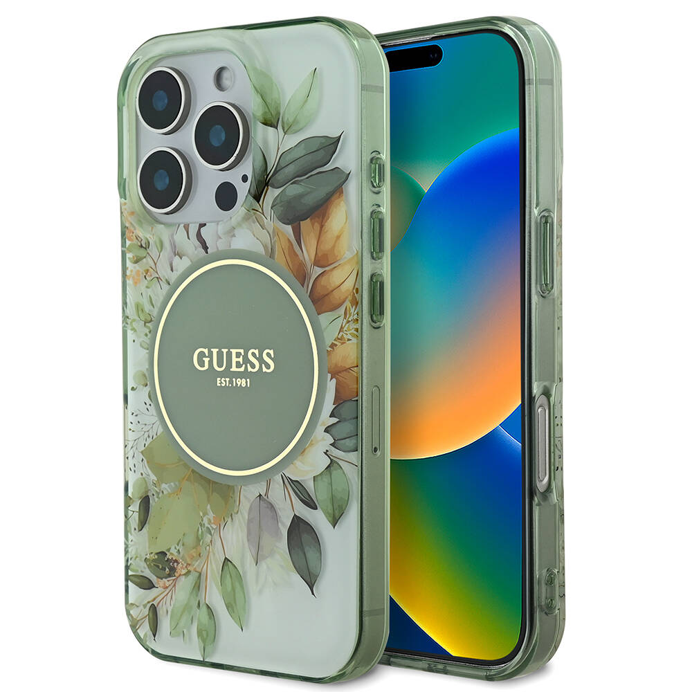 Apple iPhone 16 Pro Max Uyumlu Kılıf Guess Orjinal Lisanslı M-safe Şarj Özellikli Flower Tonal Circle Kapak