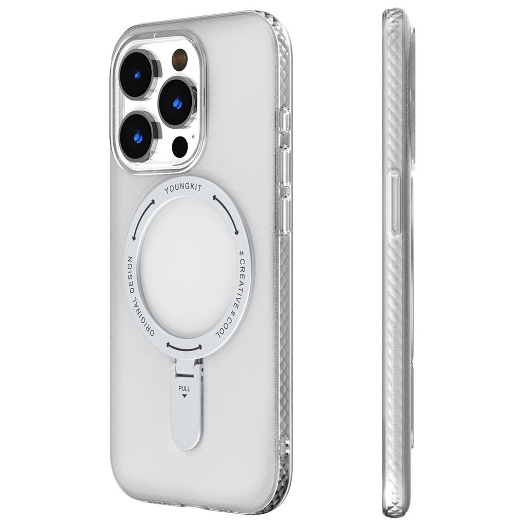 Apple iPhone 15 Pro Max Uyumlu Kılıf M-safe Şarj Özellikli Youngkit Rock Serisi Kapak