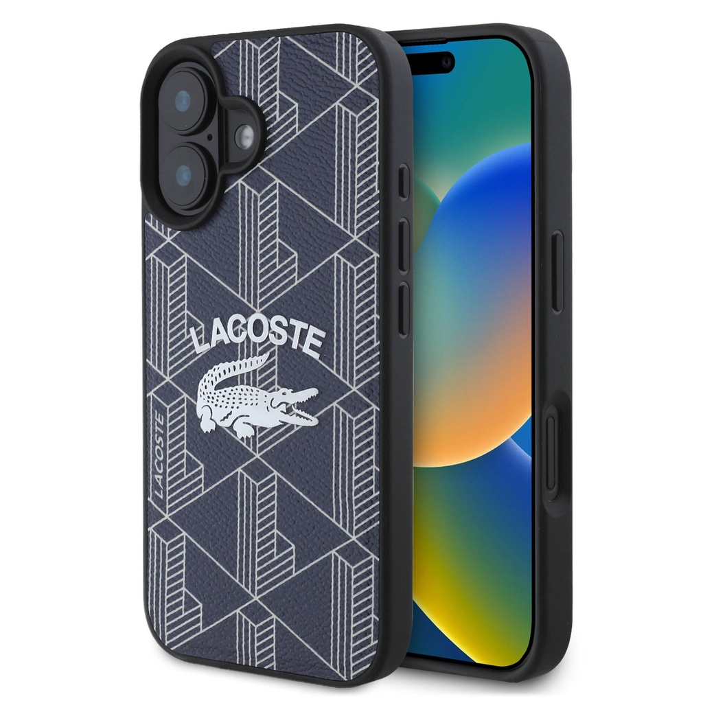 Apple iPhone 16 Uyumlu Kılıf Lacoste Orjinal Lisanslı M-safe Şarj Özellikli Mono Vintage Logo Kapak