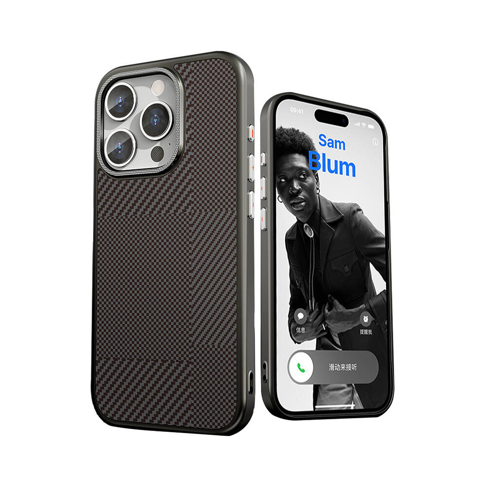 Apple iPhone 16 Pro Uyumlu Kılıf M-safe Şarj Özellikli Karbon Fiber Desenli Mutural Montage Kapak