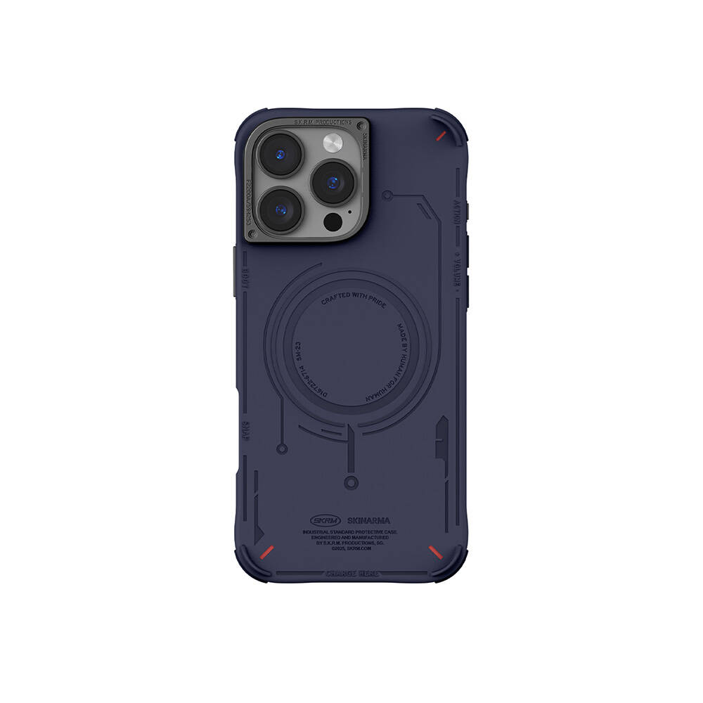 Apple iPhone 16 Pro Max Uyumlu Kılıf M-safe Şarj Özellikli Metal Kamera Çerçeveli Skinarma Mecha Serisi Kapak
